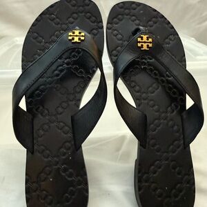Tory Burch Monroe Thong Sandals with Gold Logo